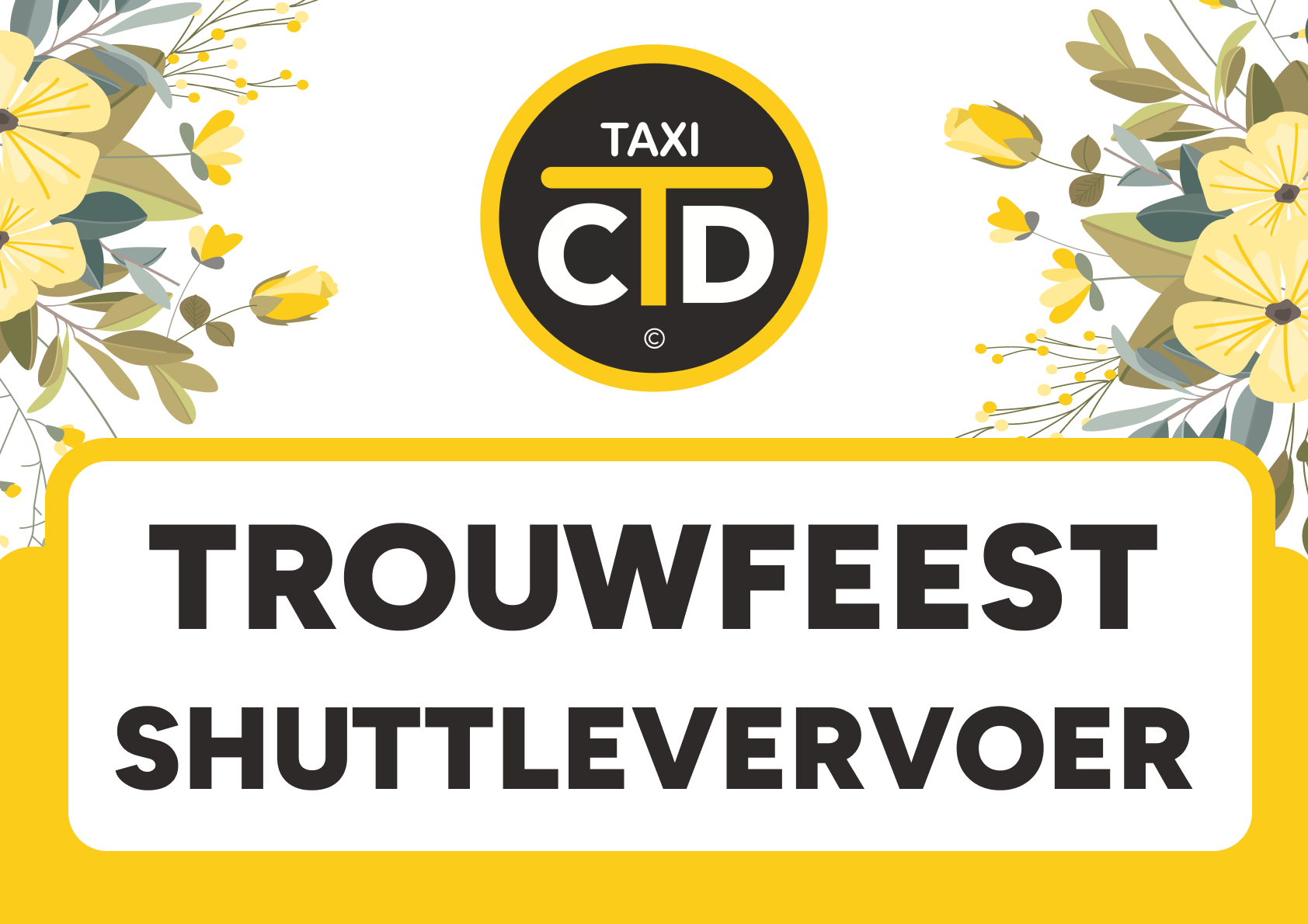 bordje voor trouwfeest shuttlevervoer